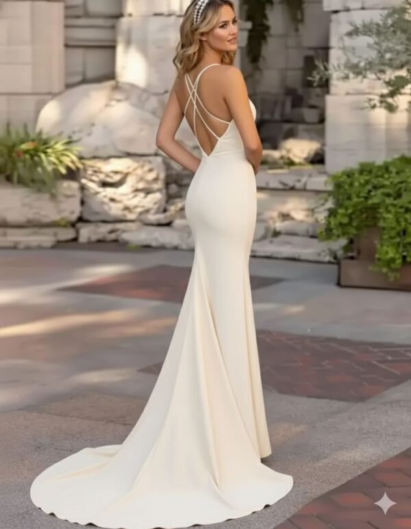 Vestido Espalda en tiras con cola para novia | ramvel - Imagen 3