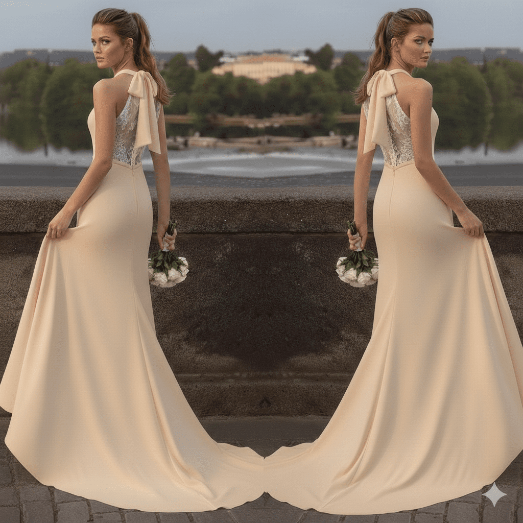 Vestido de novia con aplique en espalda - Imagen 2