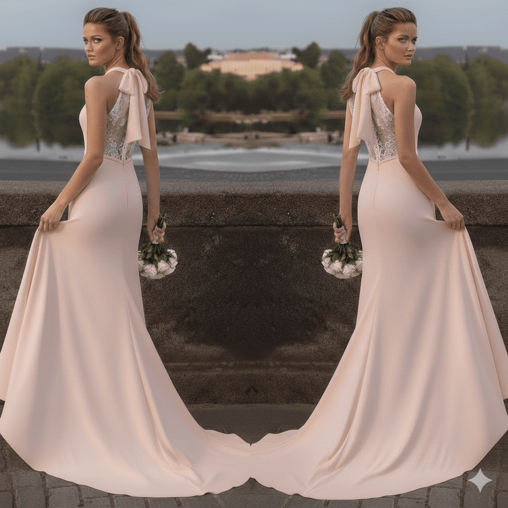 Vestido de novia con aplique en espalda - Imagen 3