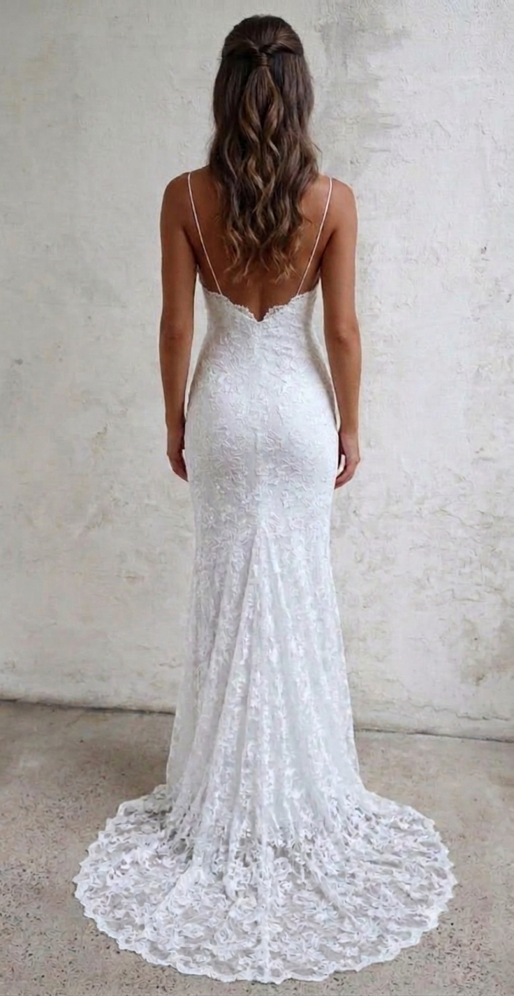 Vestido ceñido con cola para novia - Imagen 2