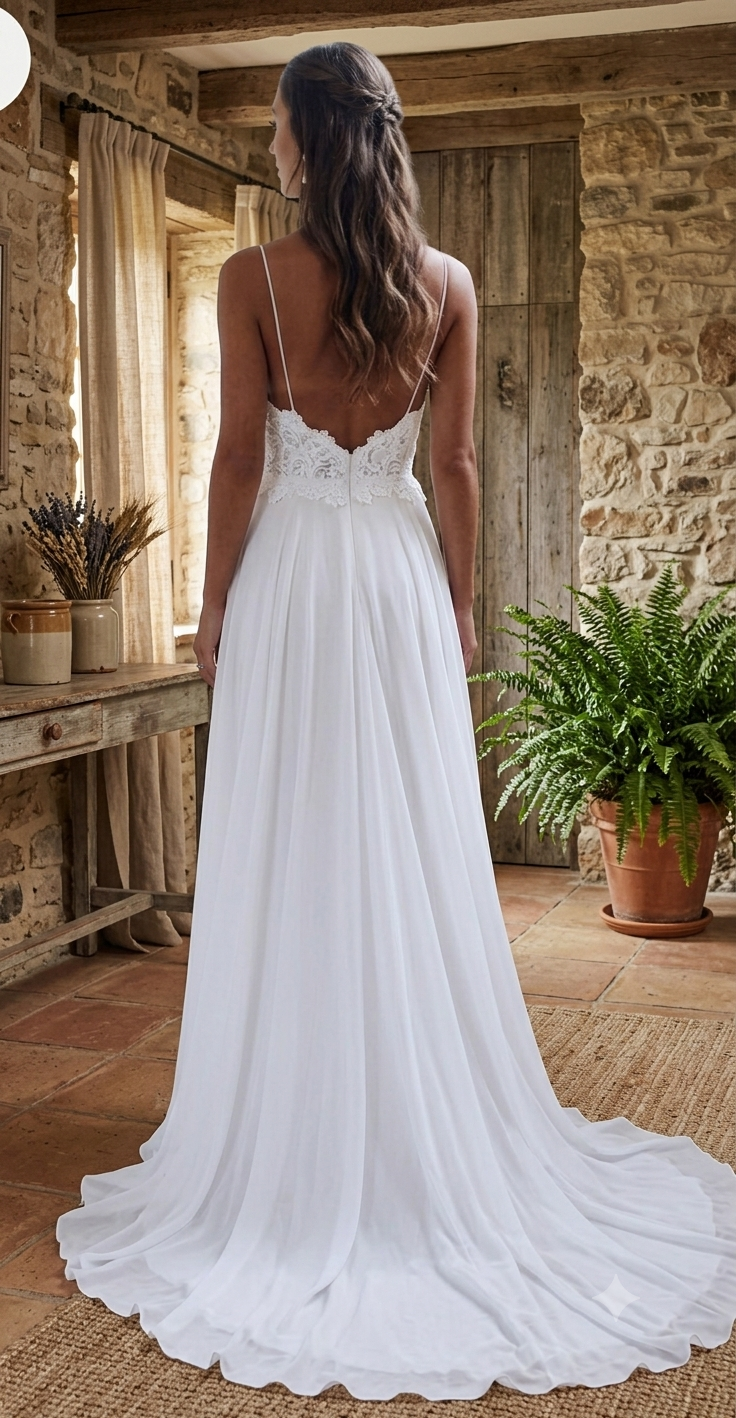 VESTIDO Boho Escote corazón para novia