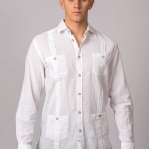 Guayabera clásica en lino contraste