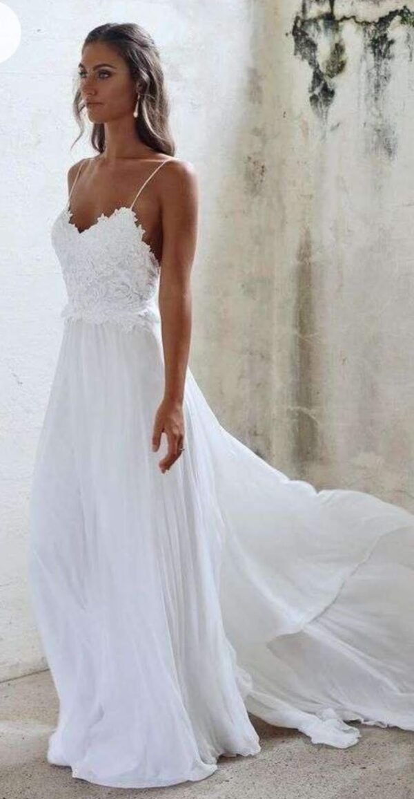 Vestido boho escote corazón para novia