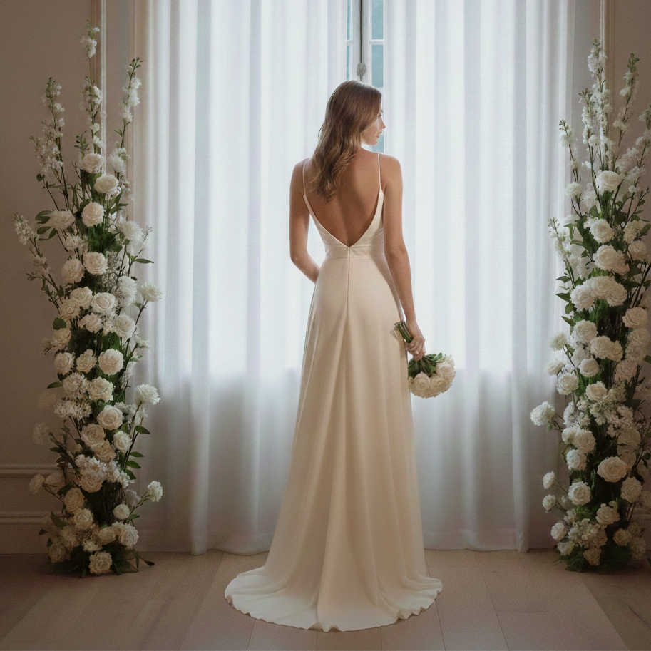 Vestido elegante con abertura lateral y tiras - Imagen 2