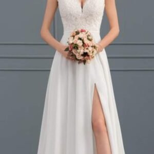 vestido de novia clásico escote abertura