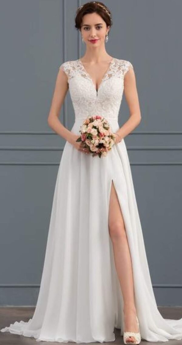 vestido de novia clásico escote abertura