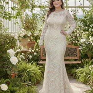 vestido sirena managa larga para novia