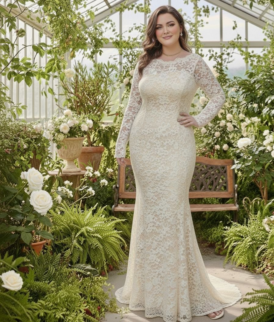 vestido sirena managa larga para novia