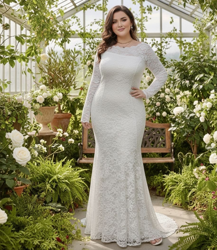 vestido sirena managa larga para novia