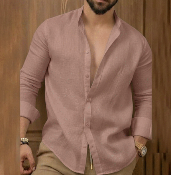 Guayabera en lino cuello italiano