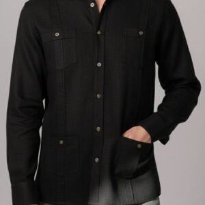 Guayabera clásica en lino contraste